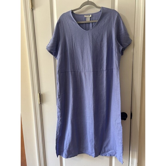 Bridewater Studio Size 16WP Purple 100% Linen Lagenlook Dress Loose Fit VTG - Picture 3 of 7